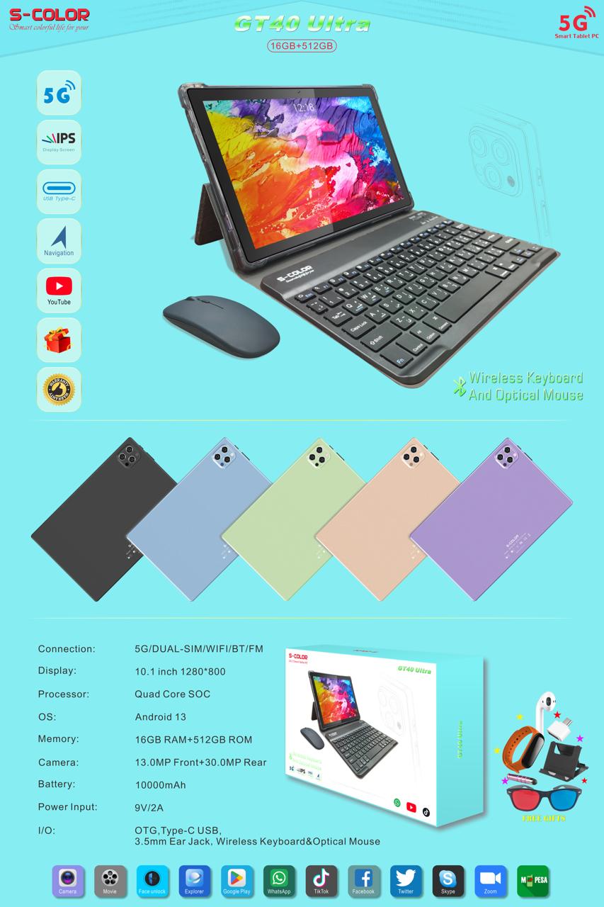 GT 40 Tablet + Keyboard & Mouse — 6 Month Warranty